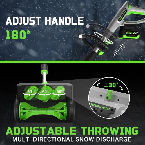 40V Brushless Cordless Snow Shovel, 13.5Inch Electric Snow Blower with 2X 4.0Ah Batteries & Quic Charger, Battery-Powered Snow Removal with 16.5FT Throw Distance for Patio, Deck, Driveway