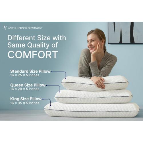 Vaverto King Size Memory Foam Pillows - Firm Pillow - King Size 1-Pack