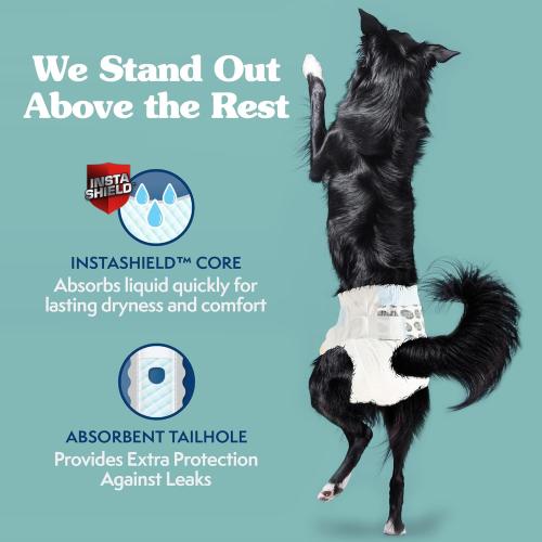 Simple Solution Disposable Dog Diapers, Female Dog Diapers, Puppy Potty Training, Incontinence and Heat Cycle Protection, Medium Diapers for Dogs, 15-23 Inch Waist, 30 Count