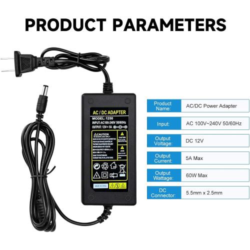 Replacment for Sceptre Monitor Power Cord 12V 5A AC Adapter for Sceptre EC Series 32 30 27 24 22 20 19 15 E248W E225W E205W E275W E209W Monitor Power Supply Cord Charger & More 12V 5V 4A 3A 2A
