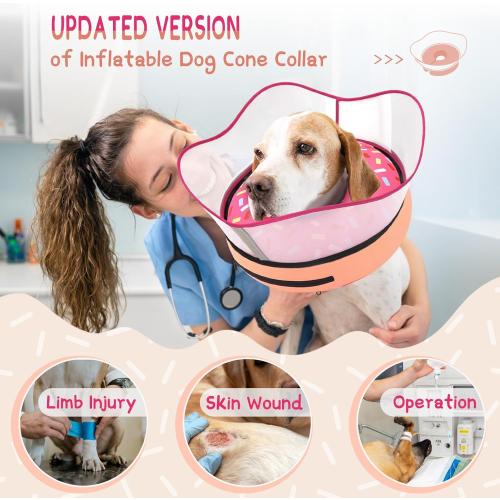 Supet Raised Inflatable Dog Cone Collar to Stop Licking, Soft Dog Cone Alternative After Surgery, Doggie Neck Donut Collar for Small Medium Large Dogs