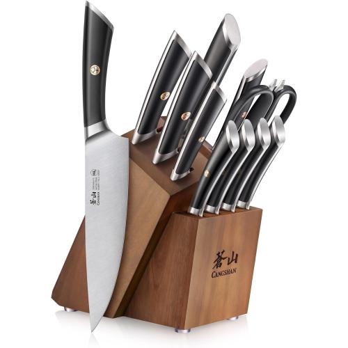 Cangshan ELBERT Series German Steel Forged Knife Block Sets (12-Piece, Black)