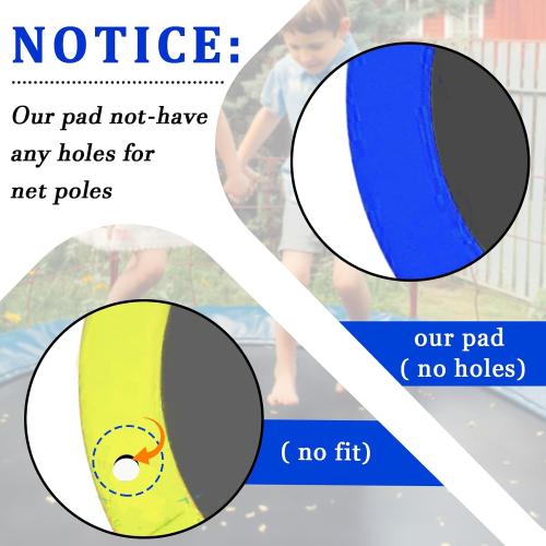 BLUE 12FT 14FT 15FT Trampoline Pad Replacement Upgraded Trampoline Spring Cover, 16FT Foam Trampoline Safety Padding Round, Waterproof Tear-Resistant, No Holes for Pole