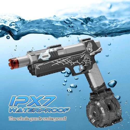 Electric Water Gun for Adults Kids, Automatic Squirt Gun with a Long Range of up to 26 Ft, LED Light Large Capacity IP7 Waterproof Fully Auto Water Gun(Black)