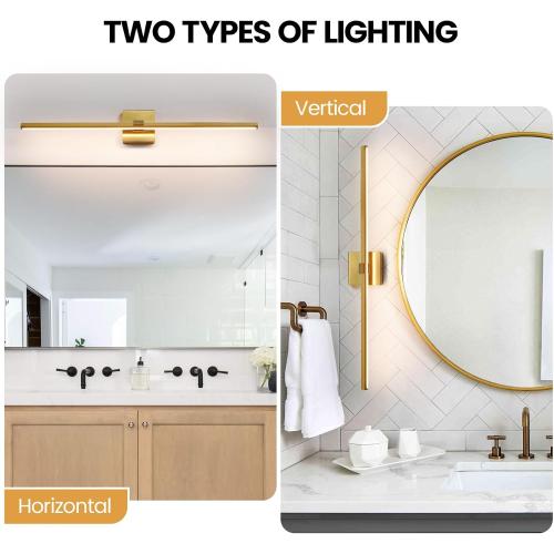 Gold Bathroom Light Fixtures 32 inch Modern Brushed Gold Vanity Light Bar for Bathroom 24W Dimmable 5CCT LED Vanity Lighting Fixture Over Mirror