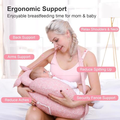 Nursing Pillow for Breastfeeding, Breastfeeding Pillows for More Support for Mom and Baby, with Adjustable Waist Strap