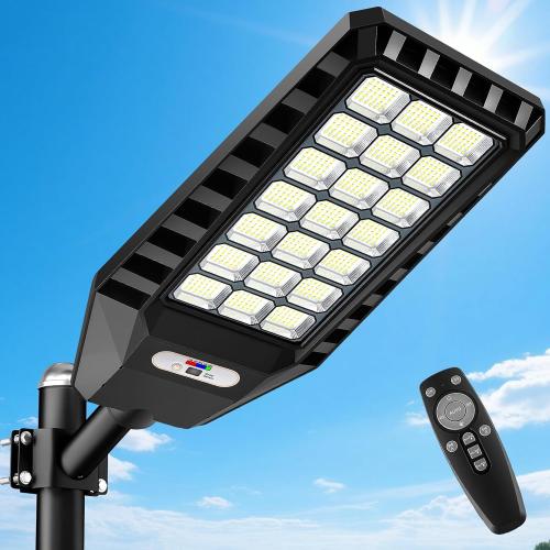 Solar Street Light Outdoor Waterproof, 23” Large Solar Light with Motion Sensor, 6500K Dusk to Dawn Security LED Flood Light, Commercial Outdoor Lighting Heavy Duty for Parking Lot Yard Driveway Farm