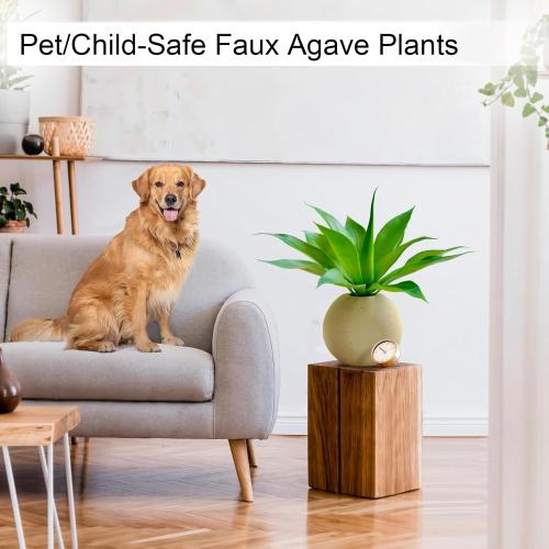 Velener Artificial Plant Outdoor Agave - Small Size UV Resistant Fake Agave Plants for Indoor and Outdoor Decor(14 Inch)-2 Pack