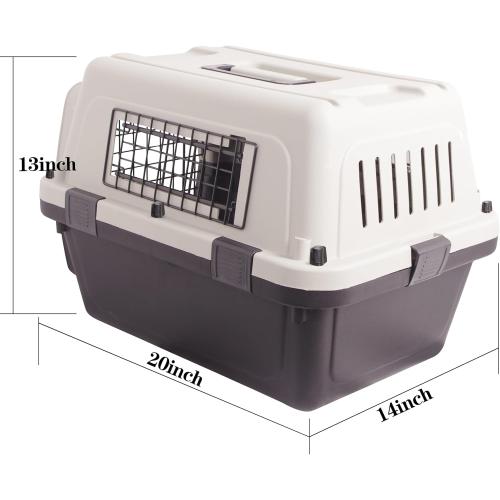 Plastic Dog/Cat Crate Portable Travelling Pet Kennel Without Wheel for Dogs/Cats, Small, Tan