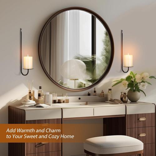 Candle Sconces Set of 2, Taper & Pillar Wall Candle Holder, 13.2 Inch Black Wall Sconces Set of Two, Decor for Entryway, Stair Corner, Living Room, Gifts for Men Women Mom or Dad