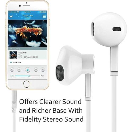 Aux Headphones/Earphones/Earbuds 3.5mm Wired Headphones Noise Isolating Earphones with Built-in Microphone & Volume Control Compatible with Phone 6 SE 5S 4 Pod Pad Samsung/Android MP3 (2 Pack)