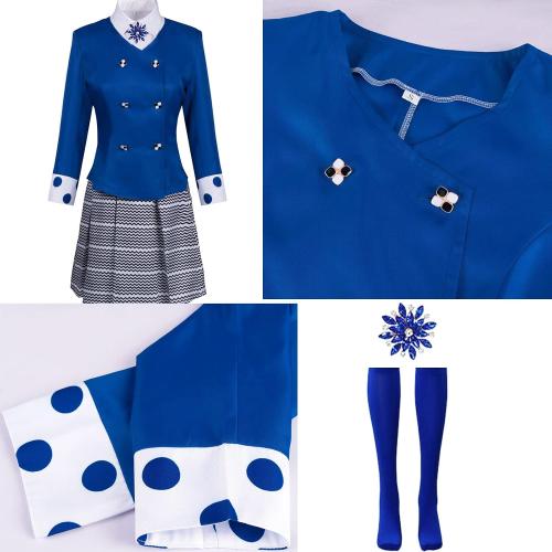 Heather Chandler Cosplay Costume Red and Blue Ouit with Wig Music Stage Performance School Uniform Dress Suit