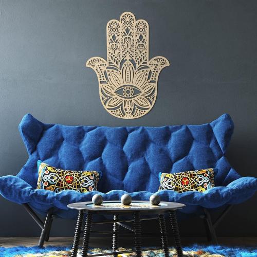 Fourth Level Manufacturing 33 Hamsa, Sacred Geometry Wall Art for Home, Hamsa Evil Eye Hand, Meditation Altar Decor, Sculpture, Zen Hand, Good Spiritual Energy for Yoga and Meditation Room Decor