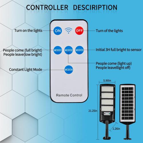 Viruhaka Solar Outdoor Lights,448LEDs Street Lights with 20000LM Hight Brightness, IP66 Waterproof Security Flood Light, Dusk to Dawn Solar Street Lights,for Exterior Wall, Patio, Yard, Deck, Garden