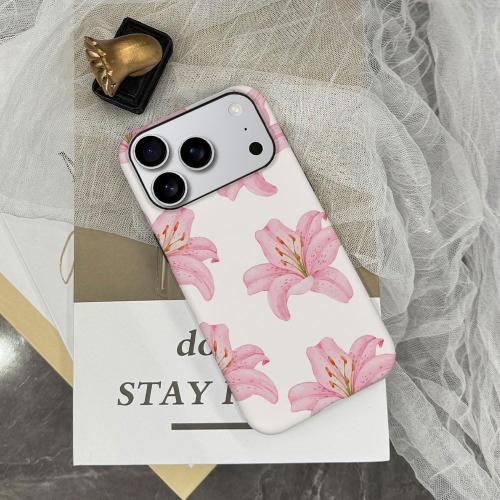 Case Compatible with iPhone 17 Pro - Hybrid Durable Shockproof Phone Cover,Cases for Woman Girl - Pink Lily Flower