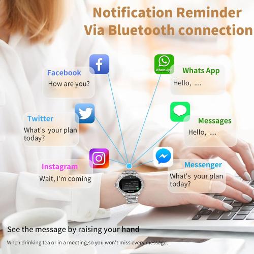 Smart Watch for Women with Diamonds (Answer/Make Call),1.32''Full Screen Smart Watch for Android /iOS,Fitness Tracker with Heart Rate/Blood Oxygen/Sleep Monitor/AI Voice Watches for Women,3 Straps