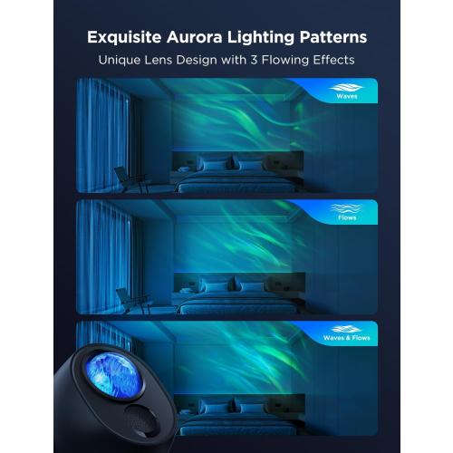 Govee Star Light Projector with 3 Aurora Flowing Effects | Works with Matter and Alexa, 52 Scene Modes, 18 White Noise Options, LED Night Light Projector for Bedroom, Without Plug