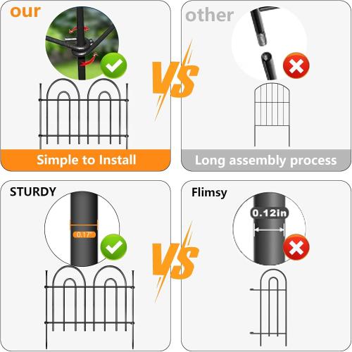 45ft X 13in Animal Barrier Fence, 32 Panels No Dig Fence for Dogs Rabbit, Anti Digging Defense Barrier Garden Edging Border, Rustproof Metal Arched Decorative Garden Fencing for Outdoor, Yard, Lawn