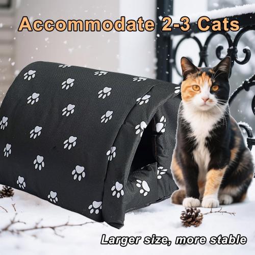 Cat Houses for Outdoor Cats, Thickened Outdoor Cat House Weatherproof, Foldable Stray Cat Shelter, Anti-Slip Kitten Cave for Feral Cat Dog Puppy (Black, L:21.7×16×14.5)
