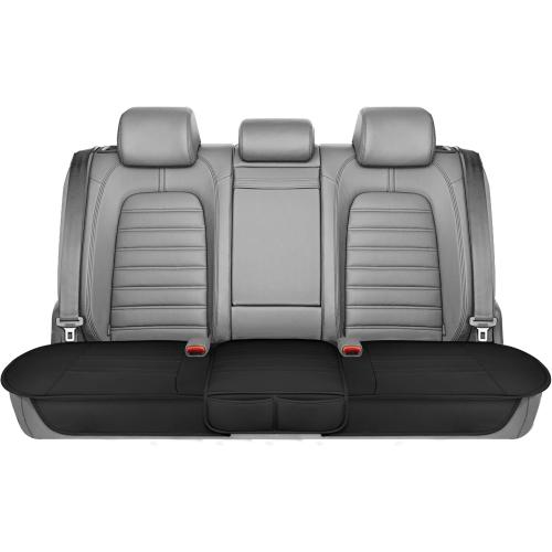 Motor Trend Faux Leather Padded Rear Bench Car Seat Cover With Storage Pockets