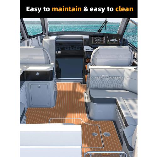 FOCEAN Boat Flooring EVA Foam Boat Decking Faux Teak Marine Flooring Marine Mat Sheet for Motorboat Jon Boats Bass Boat RV Kayak, 94.5x 47.2/35.4/23.6/15.7