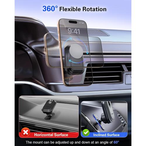 pop-tech Car Phone Mount for Socket Grip, Adjustable Strong Sticky Cell Phone Holder, Dashboard Adhesive Socket Car Mount Compatible with Thick Wallet Grip for iPhone Samsung Card Holder