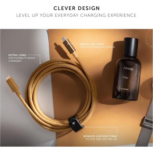 Native Union Type-C Belt Cable Pro - 240W USB-C to USB-C 8ft Ultra-Strong Charging Cable with Leather Strap Compatible with iPhone Air, 17 Pro Max, MacBook Pro 14/16 M4, Air 15 M3 (Zebra)