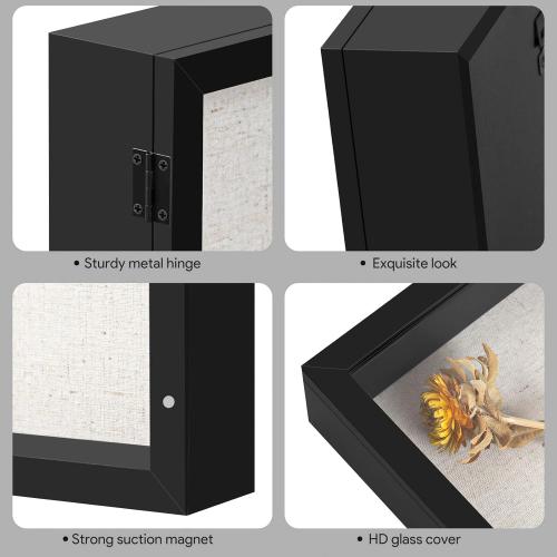 Califortree 8x10 Shadow Box Frame with Linen Back - Sturdy Memory Display Case of Flower, Pictures, Medals and More, Black