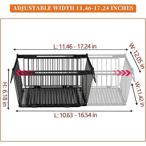 Large Freezer Organizer Bins，Upgraded Bottom Leak-Proof net，6 Pack， Expandable Stackable Chest Freezer Containers with Handle，for Fridge, Deep Freezer, Cabinet, Kitchen, Pantry (Black-6Pack)