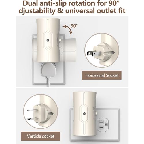 Night Light, LED Night Lights Plug into Wall, [2 Pack] Warm White 3000K, 0-100LM Adjustable Brightness Light Sensor Nightlights Plug in Wall for Hallway, Bathroom, Adults, Neutral Beige