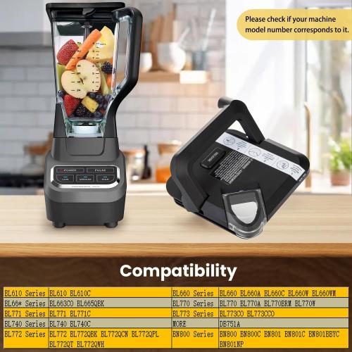 Blender Lid Replacement for Ninja 72 OZ Pitcher Locking Lid, Top Lid Cover Parts for BL642 BN701 BN751 BN801 BL610 DB751A CT610 Series,Compatible with old Model Pitcher with Rim Extension Only
