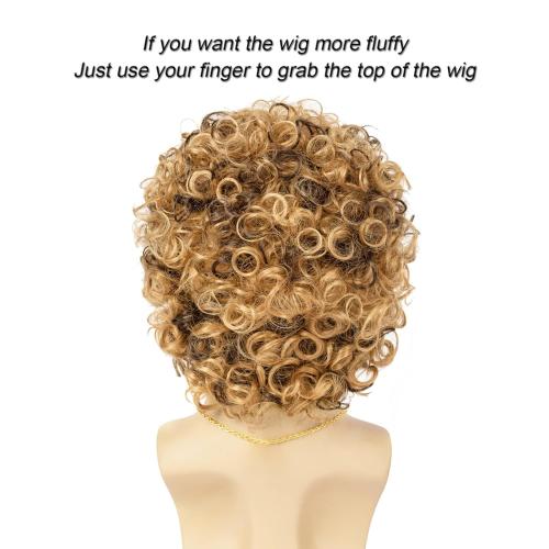 Disco Wig 5Pcs Set (Wig  Glasses  Necklace  Mustache  Wig Cap) 70'S Costumes Wig Afro Wig Men Short Curly Natural Fluffy Synthetic hair Wig for Halloween Disco Party