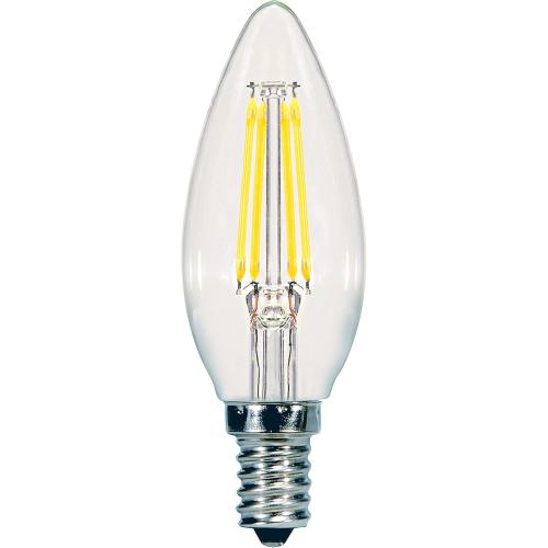 24 Pack Satco S9961 5.5 Watt Dimmable Clear 3000K Soft White LED C11 Light Bulb - Candelabra Base (60w Equivalent)