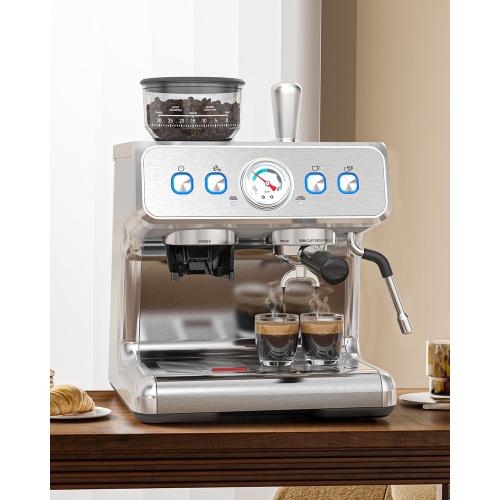 (2025 Upgrade)20 Bar Espresso Machine with Grinder & Milk Frother Steam Wand, Tamping Tools, Expresso Coffee Machines 58mm Commercial Espresso Maker for Home or Café, Perfect for latte, Cappuccino