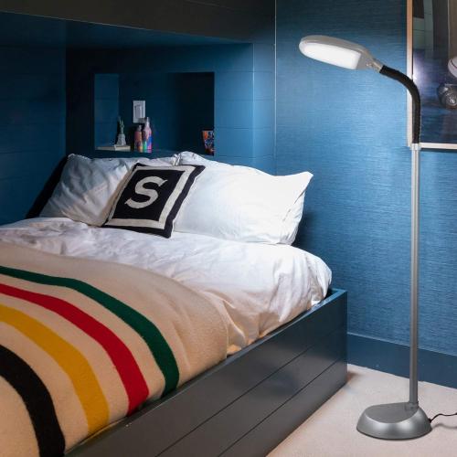 Brightech Litespan Titanium Silver LED Floor Reading Lamp, Energy Efficient, Adjustable Standing, 850-950 Lumens, 12W, 3-Year Warranty