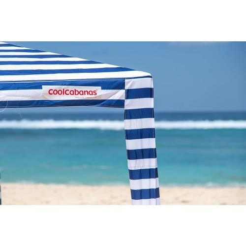 CoolCabana Beach Shade Tent - Easy Setup, UPF 50  Protection, Large & Medium Sizes, Compact & Wind Resistant - Beach Cabana for The Whole Family - Navy Stripes, Medium