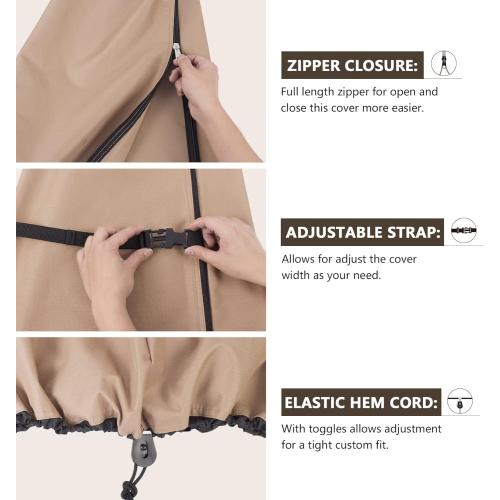 ULTCOVER Patio Parasol 600D Waterproof Outdoor Offset Banana Style Umbrella Cover - Fits Cantilever Offset Umbrella 12-14 Feet