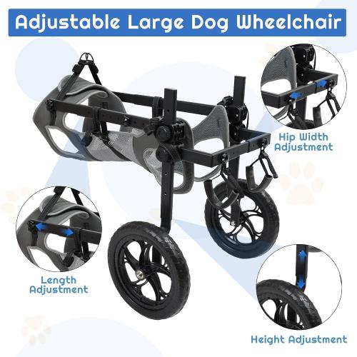 Snugrance Large Dog Wheelchair for Back Legs, Adjustable Rear Leg Wheelchair Support Cart with Breathable Air Mesh Harness for Arthritis Paralysis Post-Surgery Recovery, Check Size Chart Image for Fit