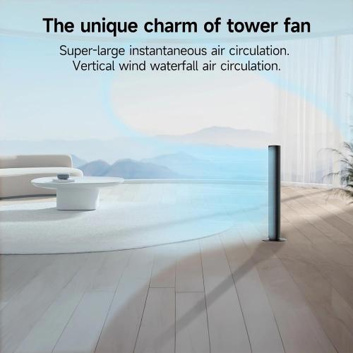 PHILODECO Tower Fan For Bedroom, 40 Inch Bladeless Fan, 80 ° Oscillating Fan, Silent Floor Fan With Remote Control Led, 4-Speed Multiple Modes, 7h Timer, Large Air Outlet