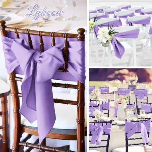 100 Pcs Satin Chair Sashes 78 inch for Wedding Reception Party Hotel Home Kitchen Decoration-Lavender
