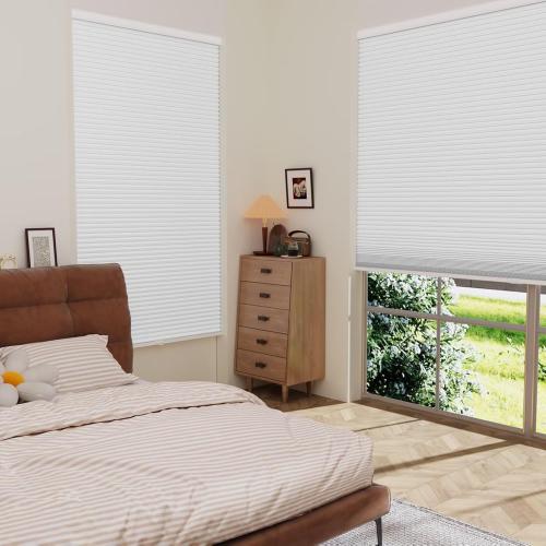 MYshade Cordless Blackout Cellular Shades for Windows, Honeycomb Window Shades with Thermal Insulation, Child & Pet Safe Room Darkening Shade, Easy Install,38 W x 72 H, White