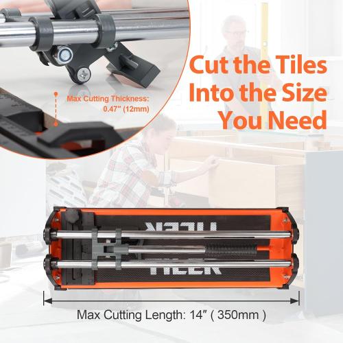 Manual Tile Cutter, 14 Inch Professional Ceramic Tile Cutter with Durable & Sharp Tungsten Carbide Cutting Wheel, Tile Cutter Tools for Cutting Porcelain Floor with Anti-slip Handle & Feet