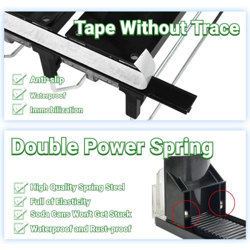 Drink Organizer for Fridge,12oz 16oz 20oz - Soda Can Dispenser for Refrigerator,Width Adjustable,Automatic Pusher Glide (Black, 15D 4ROW, Holds 20 Cans)