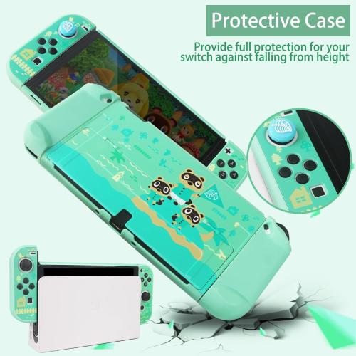 TIKOdirect Carrying Case Compatible with Nintendo Switch OLED Joy-Con Controllers Newest Updated with 4 Cute Thumb Grip Caps and 2 Screen Protectors, Anti-Scratch Touch Grip Cover, Animal Crossing