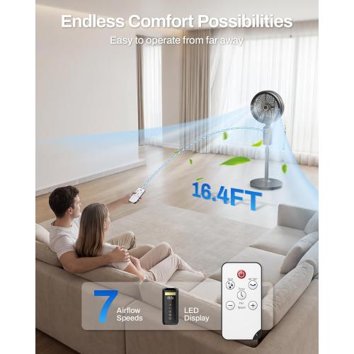 Outdoor Misting Fan with Water Pump, 30000mAh 12-Inch Outside Water Cooling Mister Fan for Patios Bedroom, Portable Standing Oscillating Fan with Mist System, Pedestal Fans with Remote/Spray/Timer