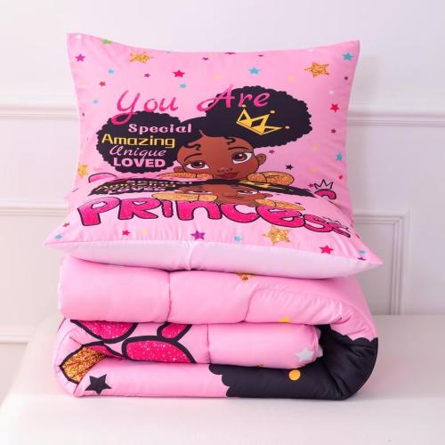 Black Girl Comforter Sets Twin,Black Girl Magic Bedding Set,African American Comforter Set for Kids Toddler,Cute Afro Melanin Princess Bed Set