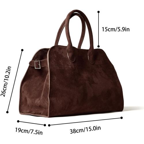 Brown Faux Suede Handbag Tote Hobo Bag for Women 2026, Women'S Top-Handle Handbags, 15” or 17” Large Capacity