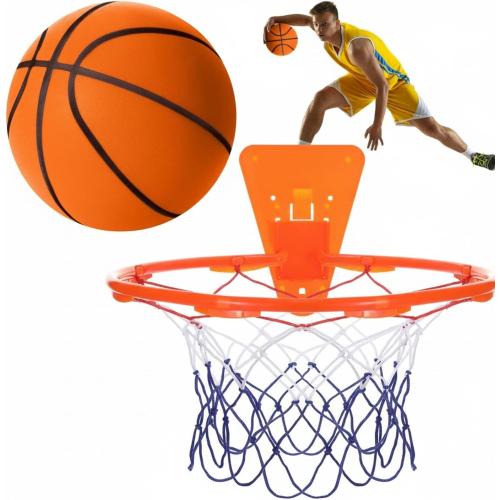 Silent Basketball and Hoop Set Soft Foam Indoor Basketball No Noise for Indoor Dribbling and Shooting Practice Ideal for Teens Adults