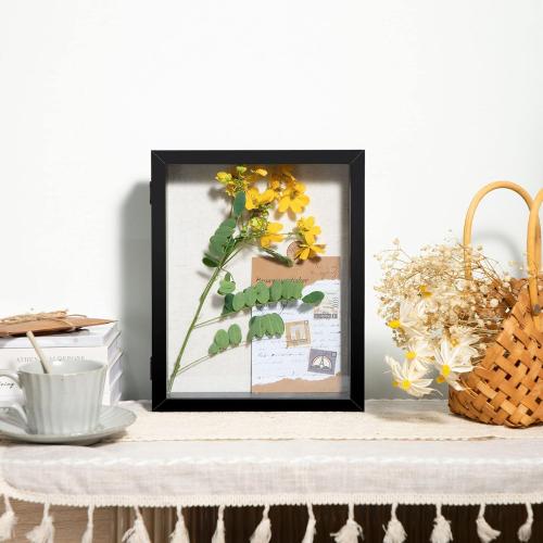 Califortree 8x10 Shadow Box Frame with Linen Back - Sturdy Memory Display Case of Flower, Pictures, Medals and More, Black
