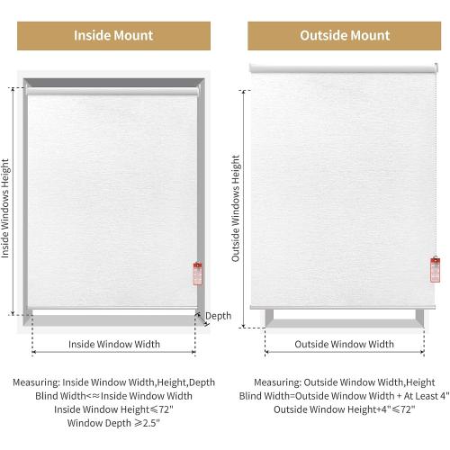 ALLBRIGHT Roller Shades for Windows, 100% Blackout Window Roller Blinds, UV Protection Fabric, Shades with Striped Jacquard, Roller Blind for Office and Home, Easy to Install, White, 34 W x 72 H